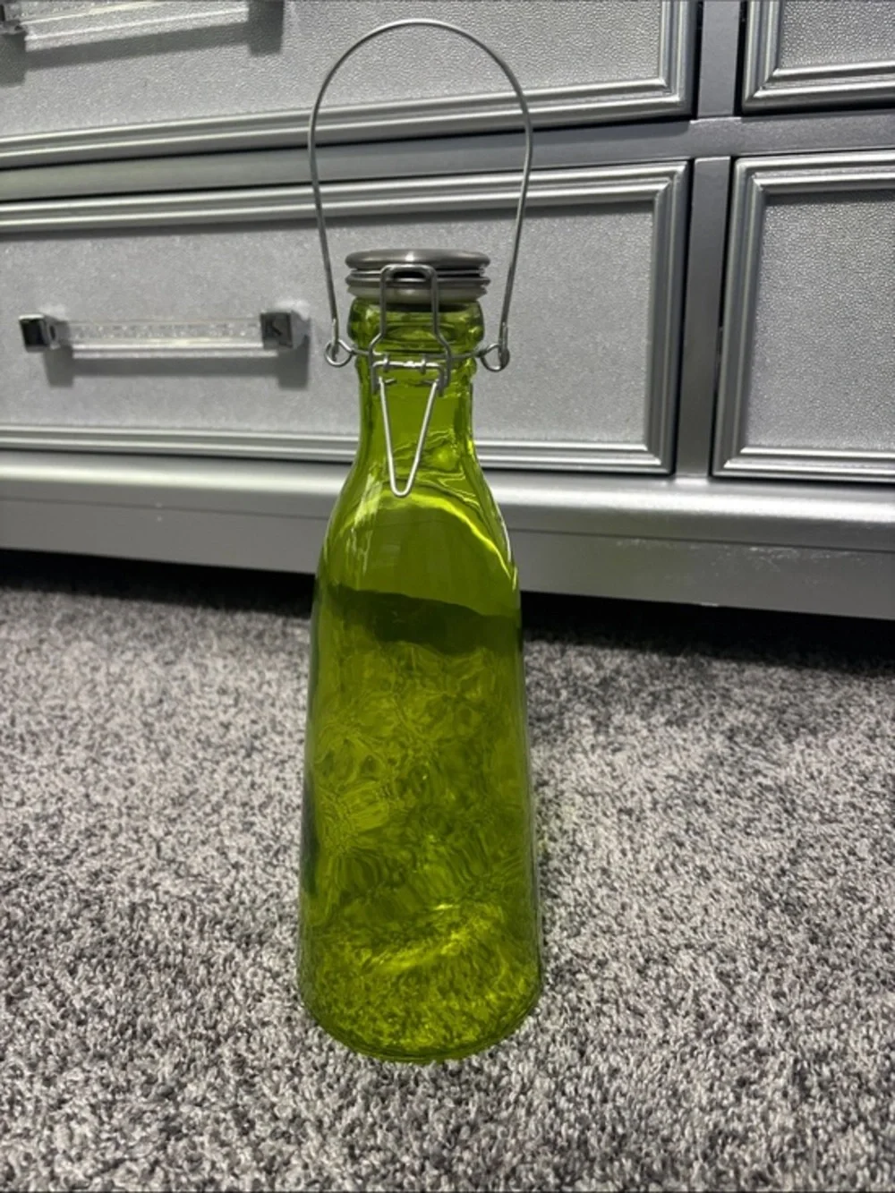 Green Glass Bottle with Swing Top Cap